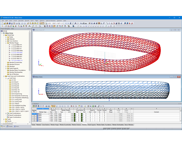 Modélisation en 3D de la structure de l'Allianz Arena (© IPL Ingenieurplanung Leichtbau GmbH)