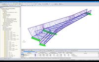 Modèle 3D d'une passerelle piétonne dans RSTAB (© Konstrukt: ING GmbH)