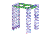 Modèle 3D de la structure de l'échafaudage dans RFEM (© PlusEight System AB)